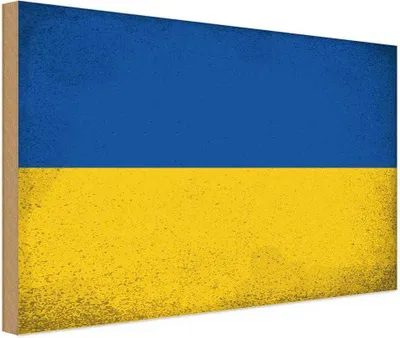 Produktbild von vianmo Holzschild 30x40 cm Ukraine Flagge Fahne Wappen