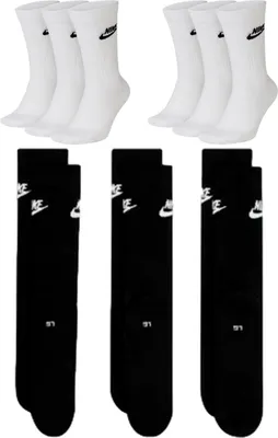 Produktbild von 6 Paar NIKE DX5025 Essential CREW Socken Damen, Herren, Unisex Sportsocken - Farbe: weiß schwarz - Größe: 46-50