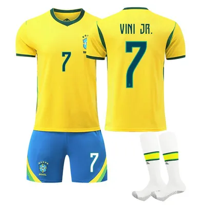 Obrázek produktu pro #7 VINI JR. Dres Brazílie pro domácí zápas mistrovství světa ve fotbale 2026 pro děti i dospělé VELIKOST:26