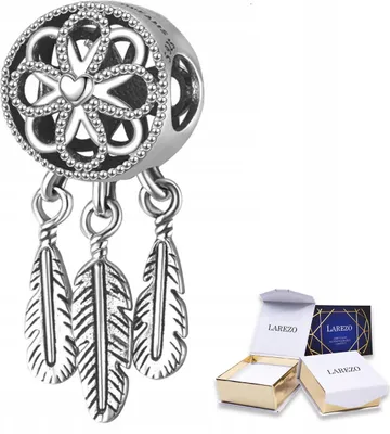 Produktbild von Charms Silber Traumfänger Federn Runde Herzperle SILBER 925