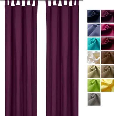 Produktbild von heimtexland ® Dekoschal Baumwolle Uni Gardine Kräuselband Schlaufen Vorhang Blickdicht Natur  Typ625 Schlaufenschal HxB 160x125 cm Aubergine