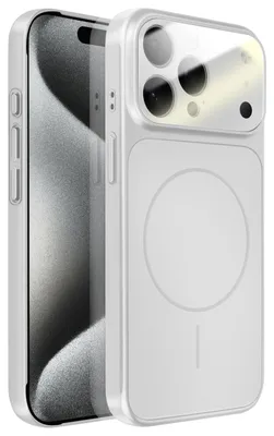 Image de Avizar, coque rigide MagSafe avec verre de protection pour l'appareil photo pour iPhone 15 Pro, argent