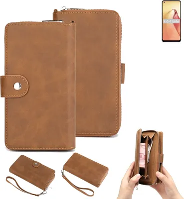 Produktbild von K-S-Trade Handyhülle Schutzhülle kompatibel mit Oppo Reno8 & Portemonnee Tasche Handytasche Case Etui Geldbörse Wallet braun (1x)
