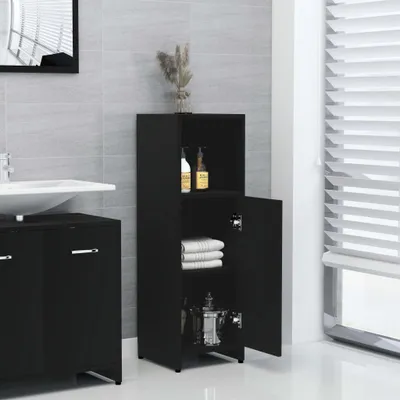 Produktbild von Cloris DesignMöbel Badezimmerschränke - Schwarz Badezimmerschrank Schwarz 30x30x95cm Holzwerkstoff Schlichtes7497068