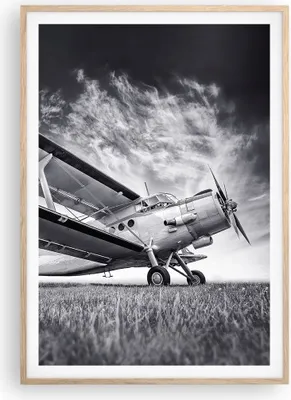 Produktbild von Gerahmtes Poster - Rahmen in heller Eiche - Flugzeug An-2 Schwarzweiß - 70x100 cm - Wand Bild - Wanddeko - Wandbilder - Wandposter - Bilderrahmen - Bilder - Kunstdruck - Wandbild - P2NPA70x100-4363
