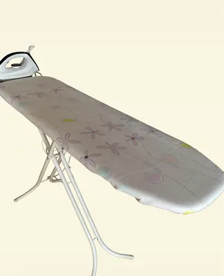Produktbild von - Bügelbrettbezug weiß mit Blumen, 1,28 x 0,54 m