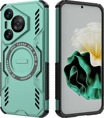 Image de Etui magnétique pour Huawei Pura 70, bumper hybride PC et TPU, trous d'aération pour la dissipation de la chaleur Etui Vert