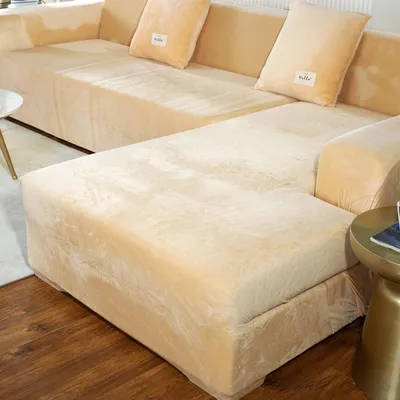 Produktbild von Sofaüberzug Hochstretch - Maschinenwaschbar - Rutschfest - Plüsch - Wohnzimmerschutz - Geeignet für 4-Sitzer-Sofas - Formbeständig und Langlebig - Sofabezug