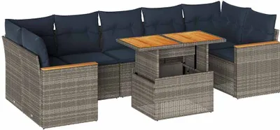 Zdjęcie produktu dla vidaXL 8-częściowa sofa ogrodowa z poduszkami z szarego polirattanu