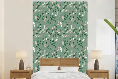 Produktbild von MuchoWow® Fototapete für Wohnzimmer oder Schlafzimmer Wandtapete Vinyl Motivtapete Blätter - Muster - Abstrakt - 155x240 cm - Tapete