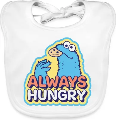 Produktbild von Spreadshirt Sesamstraße Krümelmonster Design Always Hungry BabyLätzchen, One size, Weiß