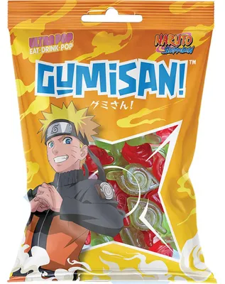 Zdjęcie produktu dla Ultrapop Gumisan Naruto, Miękkie cukierki, 180 g, Jabłko, Wiśnia (owoc), 1376 kJ, 324 kcal, Torba