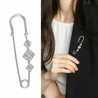 Produktbild von Sicherheitsnadel, Brosche Clips Pin Schmuck für Frauen – Silber, 6,5 x 1,9 cm