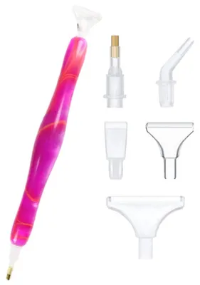 Diamantmalstift-Set, 1 Stift + 5 Bohrer, Harz, Rot