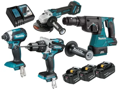 Produktbild von MAKITA Kit DLX4104TJ1 (DHP481 + DHR243 + DTD153 + DGA513 + 3 x 5,0 Ah + DC18RC + MAKPAC 3 + MAKPAC 4)