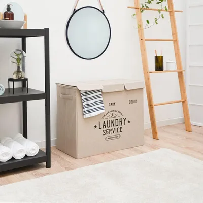 Produktbild von Famanu Wäschekorb 3 Fächer mit Deckel - Beige