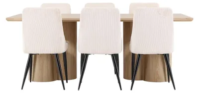 Image de Olivia ensemble pour salle à manger table à manger naturel 6 chaises velours beige.