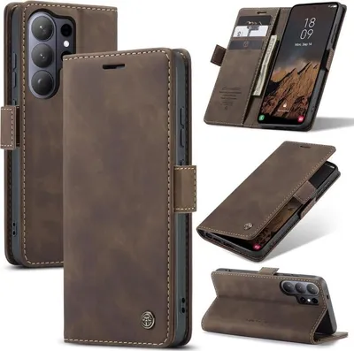 Produktbild von Hülle Samsung Galaxy Handyhülle Klapphülle Tasche Etui für Samsung S26 Ultra-Dunkelbraun