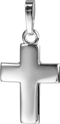 Produktbild von JEVELION Weissgold-Kreuz Kreuz-Anhänger in Hochglanz poliert für Damen, Herren und Kinder als Kettenanhänger 585 Weissgold 14 Karat + Schmuck-Etui