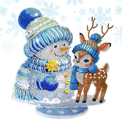 Productafbeelding van Diamantverfset Kerstman, rendier, dubbelzijdig, doe-het-zelf, 5D acryl, 23,5 cm