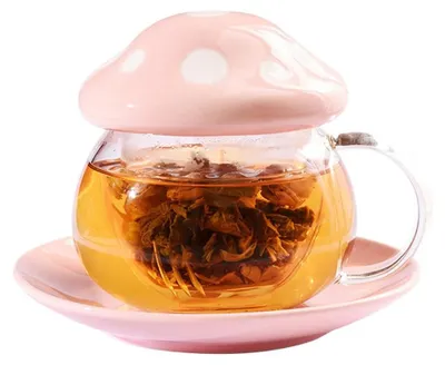 Image de Omgoods - Ensemble de thé élégant avec tasse en verre et couvercle en céramique