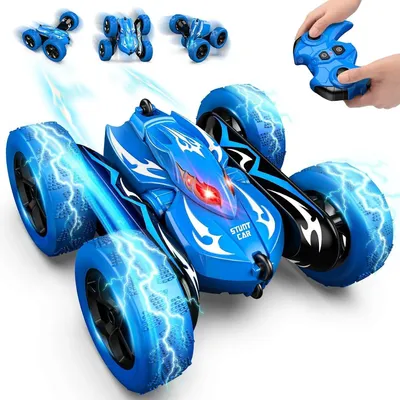 Immagine prodotto di Auto telecomandata per bambini dai 3 agli 8 anni – Auto stunt 4WD con rotazione a 360° e telecomando a 2,4 GHz, camion mostruoso da 15 km/h, funzione di inclinazione a 180° e possibilità di guidare sottosopra – Giocattolo da esterno per ragazzi e ragazze