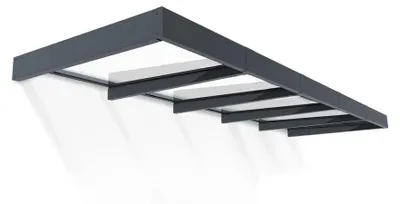 Produktbild von Palram - Canopia Metall Vordach Sophia Clear XL 4714 Anthrazit 471x140x17 cm