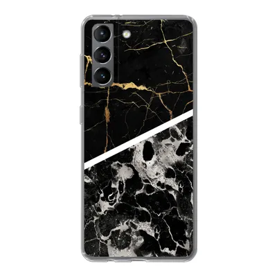Produktbild von MuchoWow® Handyhülle Schutzhülle Hülle für Samsung Galaxy S21 Marmor - Gold - Luxus Silikon Softcase Handy Hülle - Softcase