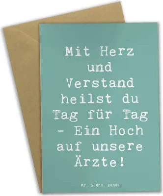 Produktbild von Mr. & Mrs. Panda Grußkarte Spruch Arzt Herz Verstand - Meeresbrise - Geschenk, medizinische Berufe, weihnachtskarten, Aufmerksamkeit, Dankbarkeit, Grußkarten, Danke sagen