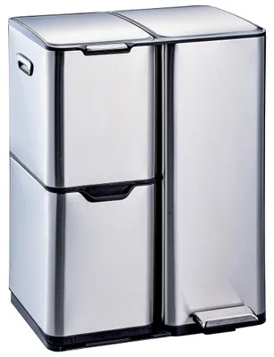 Productafbeelding van Prullenbak - Afvalbak - Afvalemmer - Pedaalemmer - Vuilnisbak - 60 Liter - Drie Compartimenten