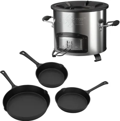 Produktbild von Súprava BBQ#BOSS s raketovou rúrou Ø26 cm, so súpravou liatinových panvíc