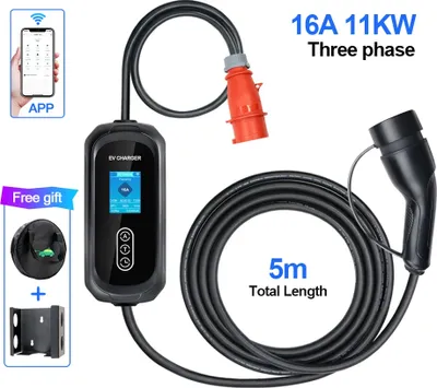 Obrázek produktu pro Přenosná nabíječka pro elektromobily, výkon 11 kW, inteligentní ovládání WLAN, APP-11KW-5M
