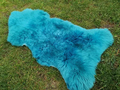 Produktbild von TOP ÖKO LAMMFELL SCHAFFELL Felle AQUAMARIN BLAU NEU L - XXL 100-110 cm x 50-60 cm