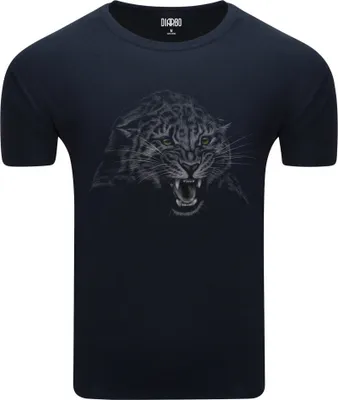 Produktbild von Diarbo Herren T-Shirt mit Aufdruck Wildtierporträts Leopardenkopf Dunkelblau Gr.XXL