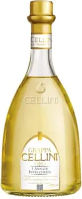 A bottle of Grappa Cellini Oro.