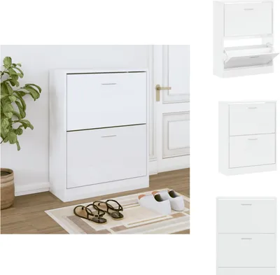 Image de vidaXL Armoire à chaussures blanc brillant 63x24x81 cm Bois composite - Étagères et armoires à chaussures