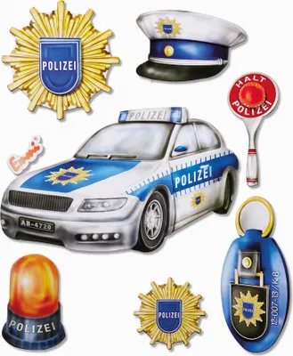 Produktbild von XXL 3D-Sticker Polizei, 30x30 cm, 8 Teile