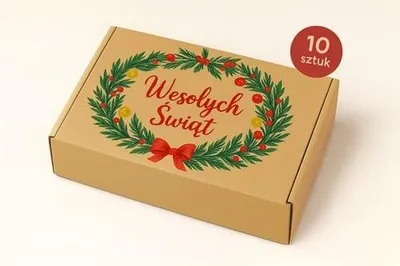 Zdjęcie produktu dla Karton Wykrojnikowy Świąteczny 400x300x150mm Wesołych Świat 10 sztuk