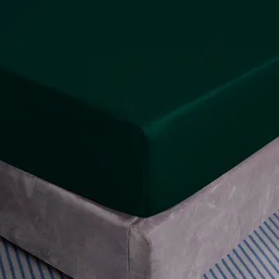 Produktbild von Spannbettlaken aus Baumwolle 200x200+25 Flaschengrün
