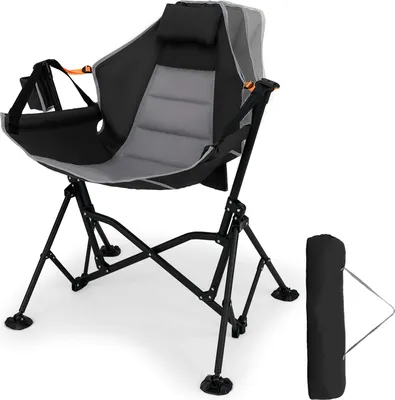 Produktbild von COSTWAY Campingstuhl faltbar, Klappstuhl mit verstellbarer Rückenlehne, Kopfstütze, Getränkehalter & Tragetasche, Faltstuhl bis 150 kg Schwarz