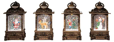 Productafbeelding van Lantaarn met glitterwater led op batterij 14x7.5 cm 4 assorti in warm wit Anna's Collection
