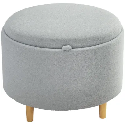 Produktbild von HOMCOM Sitzhocker Ottomane mit Stauraum Runder Polsterhocker mit Klappdeckel