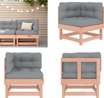 Produktbild von vidaXL Ecksofa mit Kissen Massivholz Douglasie - Ecksofa - Ecksofas - Gartensofa - Outdoor Sofa