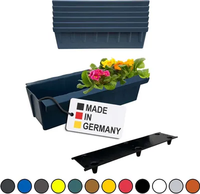 Produktbild von BURI 6 Euro-Paletten Blumenkästen-Einsätze inkl. Bewässerungsmatte | mit Hängesystem zum Einhängen | 37,3cm Anthrazit | Pflanzkasten für Europalette Palette | Balkonkasten | Blumentopf | stabil