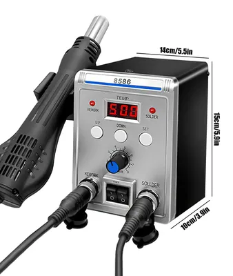 Produktbild von 8586 Lötstation - 2-in-1 Heißluft- und Lötkolbenstation - Digital - 220 V - EU-Stecker