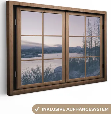 Produktbild von OneMillionCanvasses® - Leinwandbilder - 140x90 cm, Aussicht - Sonnenuntergang - Berg, Wandbilder Kunstdruck Wanddekoration