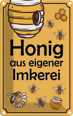 Produktbild von vianmo Blechschild 30x20 cm Honig aus eigener Imkerei Hofladen Marktstand Laden