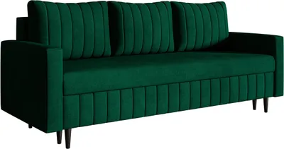 Produktbild von Schlafsofa 215 cm Scandi - Sofa mit Schlaffunktion, Bettkasten, Farben zur Auswahl, Holzfüße (Grün - Kronos 19)