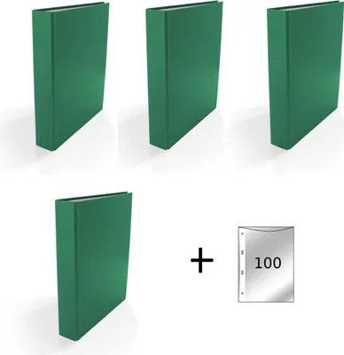 Produktbild von 4x Ringbuch / DIN A5 / 2-Ring Ordner / Farbe: grün + 100 Prospekthüllen