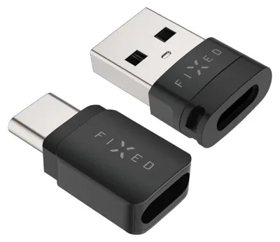 Two black USB adapters with silver connectors, branded 'FIXED', are shown against a white background.